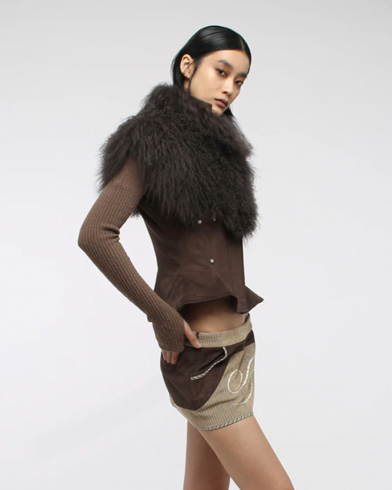 SHEARLING PANEL VEST