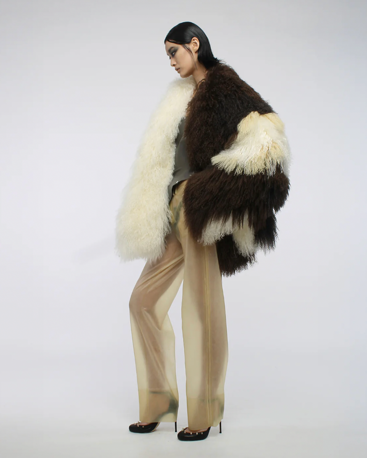 PATCHWORK SHEARLING COAT