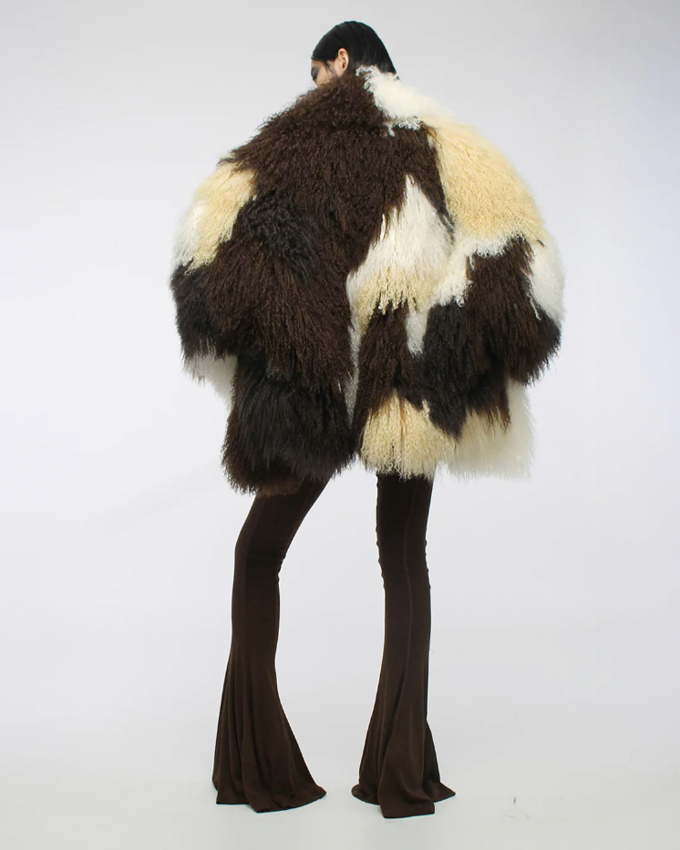 PATCHWORK SHEARLING COAT